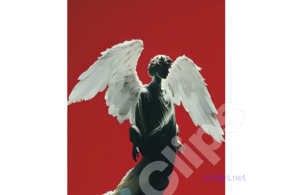 Angel Statue with Red Background