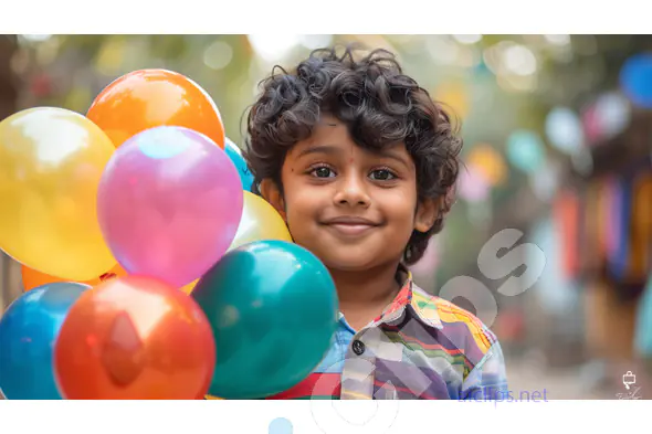Happy Boy with Balloons