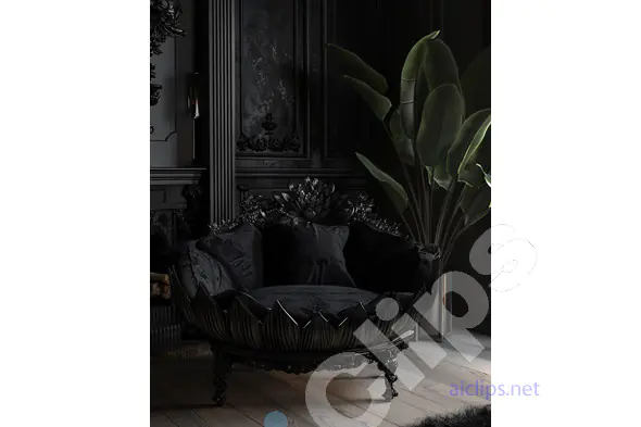 Gothic Black Velvet Chair