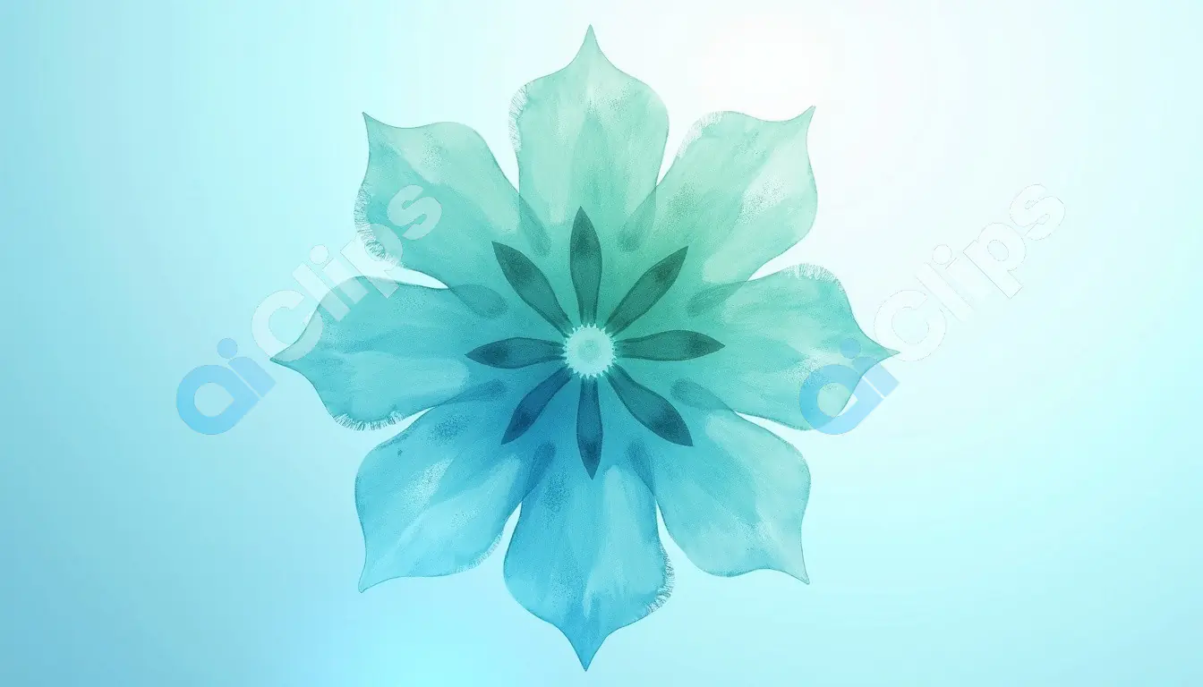 Abstract Blue Floral Design on Gradient Background