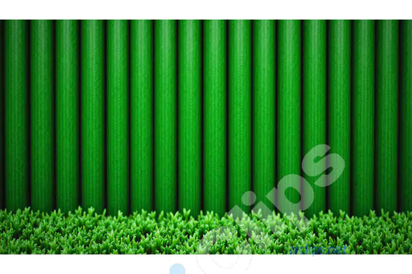 Vibrant Green Cylindrical Pattern with Grass Border