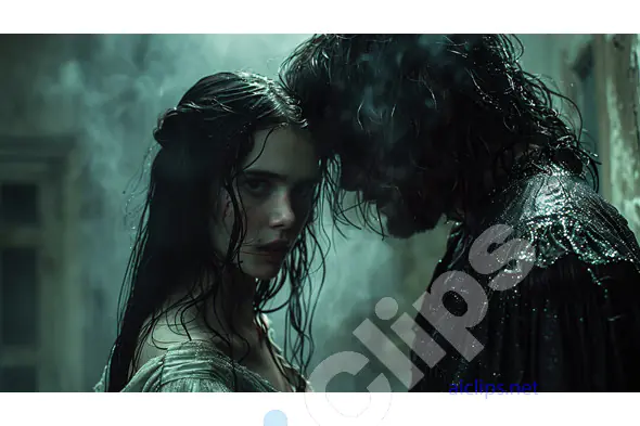 Intense Gaze in the Rain