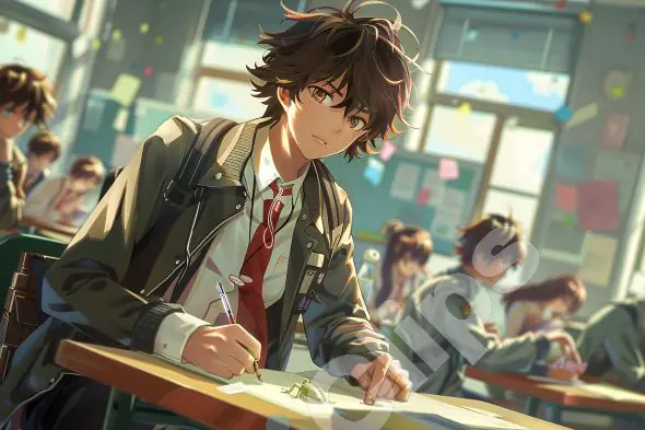Anime Student in Classroom