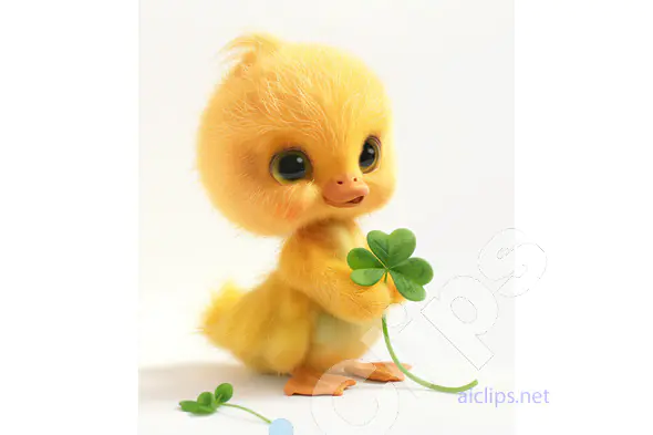 Cute Duckling with Clover