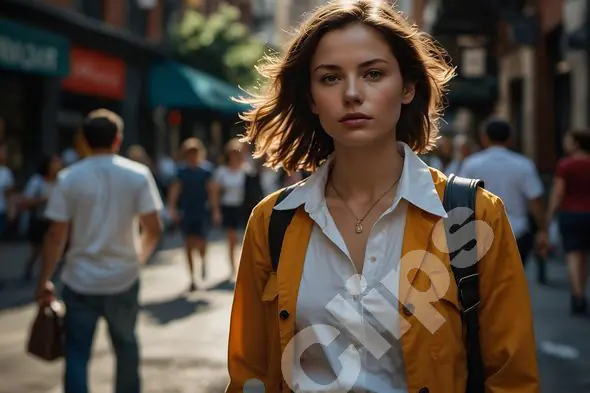 Stylish Woman Walking in City