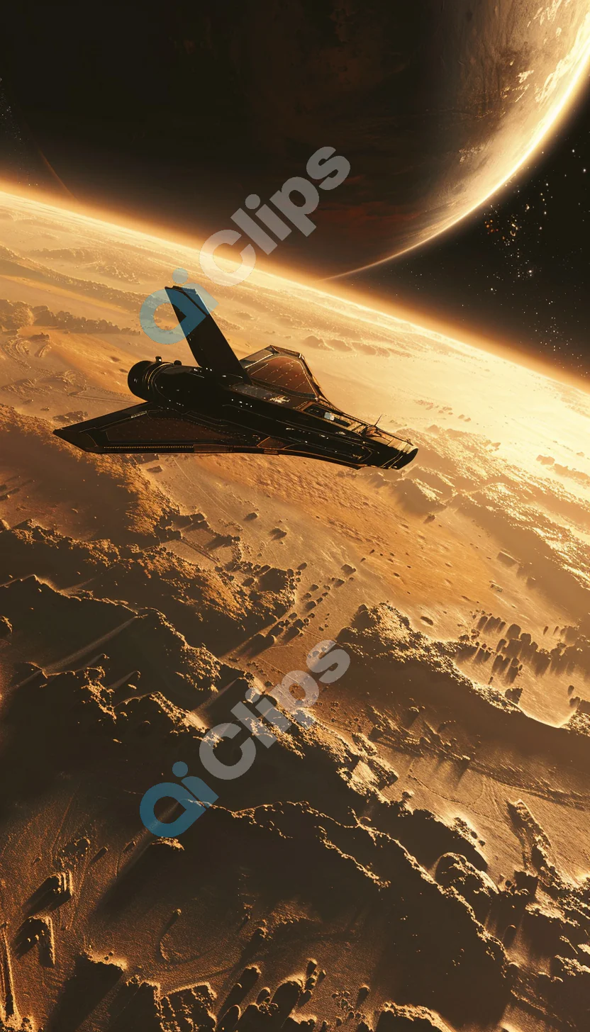 Starship Over Desert Planet