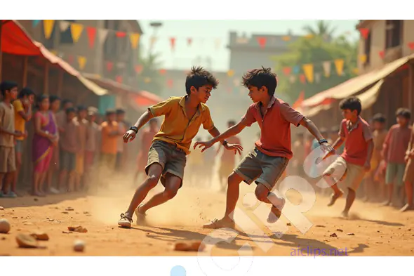 Intense Match in a Vibrant Indian Street