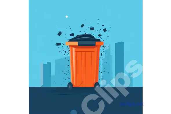 Orange Trash Bin Illustration