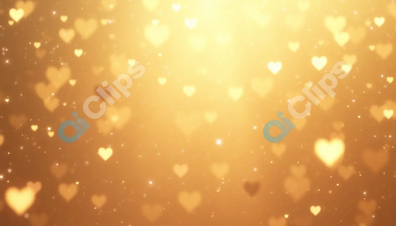 Glowing Golden Hearts with Sparkling Bokeh Background