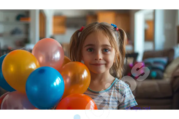Smiling Girl with Balloons