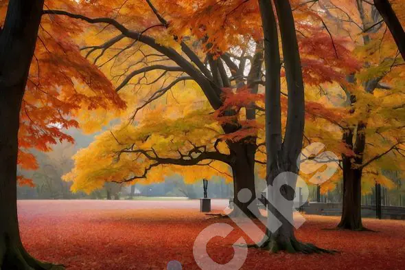 Autumn Trees in Park