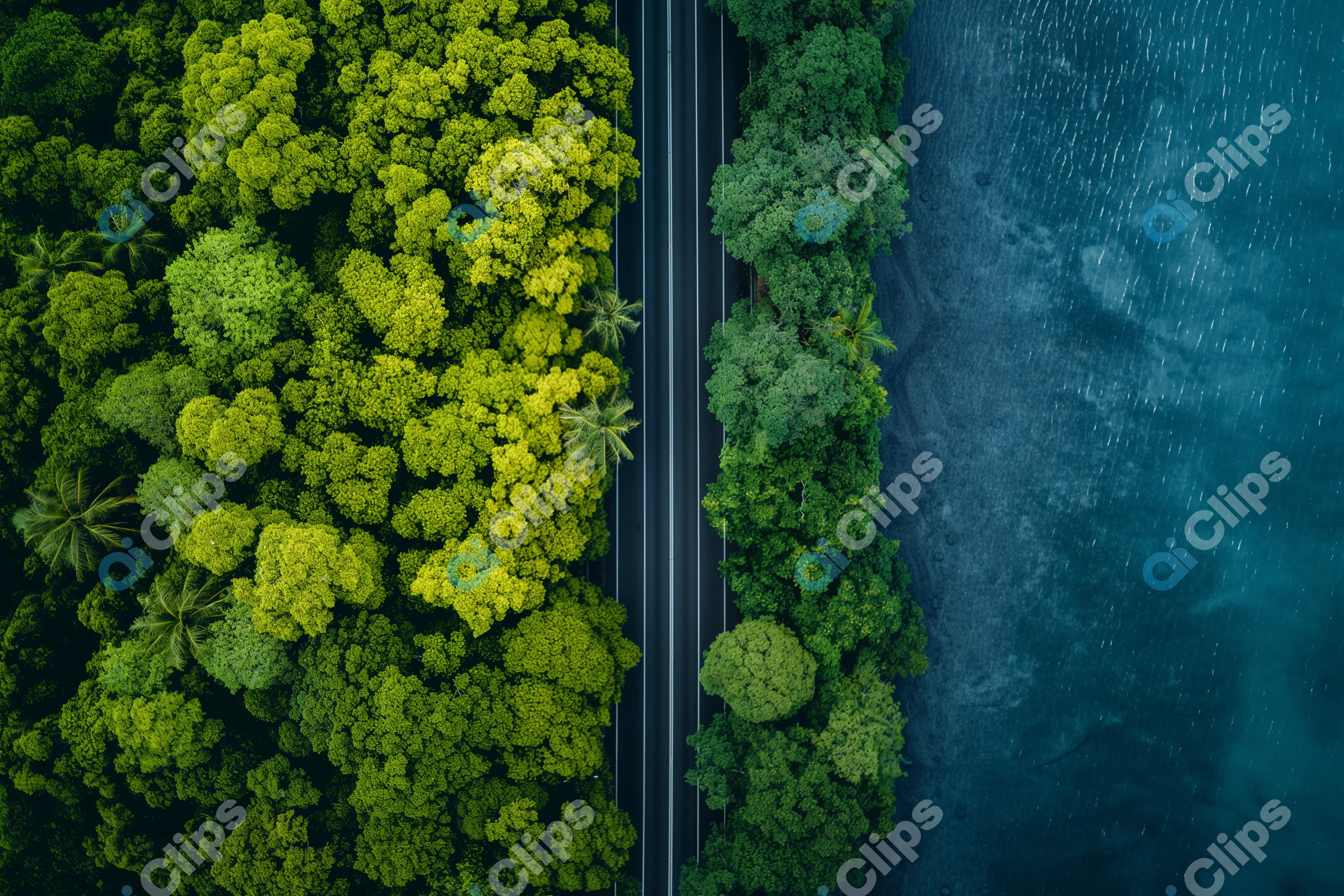 Aerial Forest and Ocean View