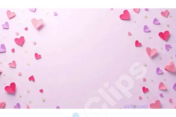 Pink and Purple Paper Hearts Border on Soft Pink Background
