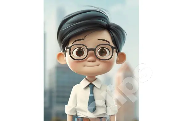 Young Professional Cartoon Boy
