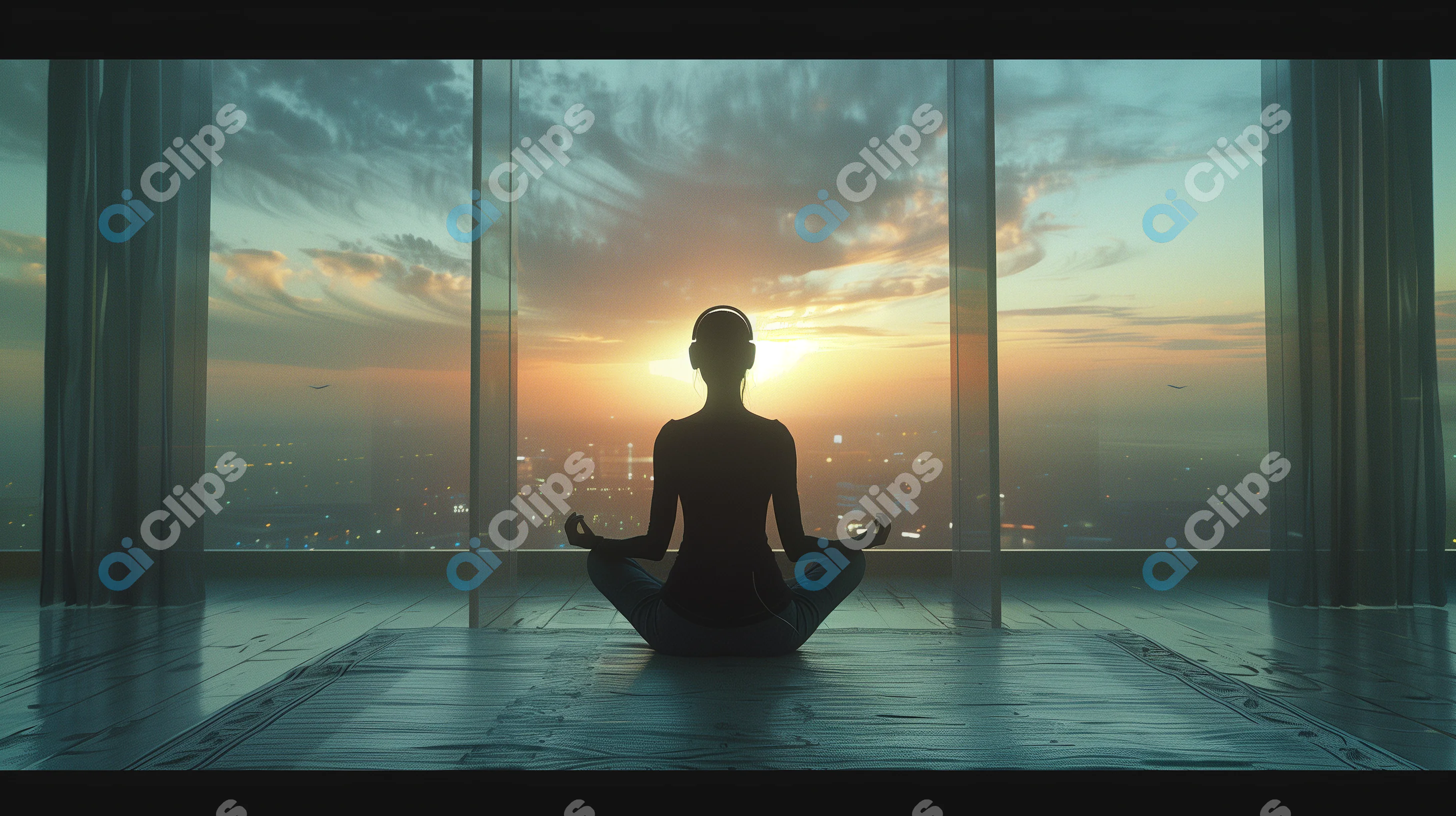 Meditation at Sunrise in Modern Apartment