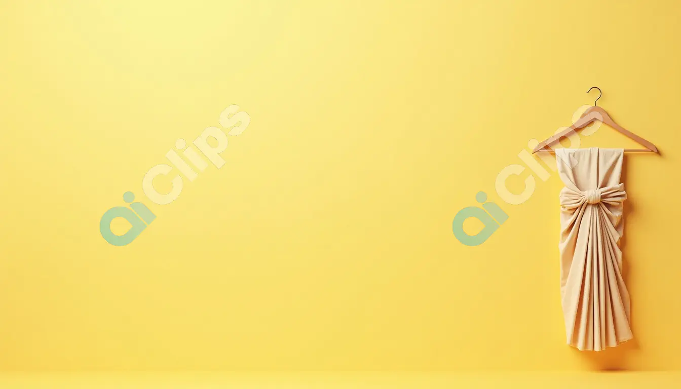 Elegant Saree Draped on Hanger with Minimalist Yellow Background