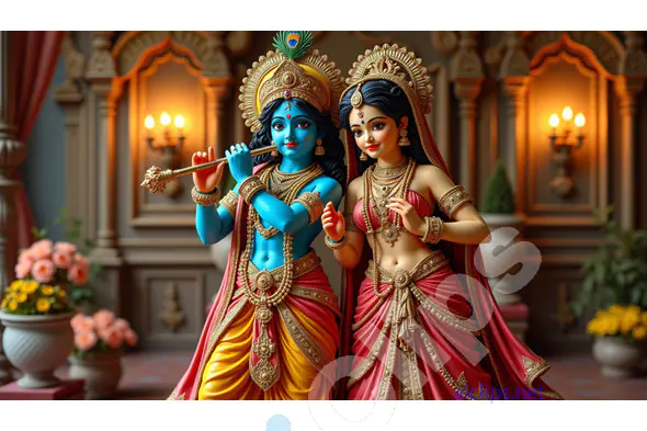 Divine Love of Radha Krishna in a Traditional Setting