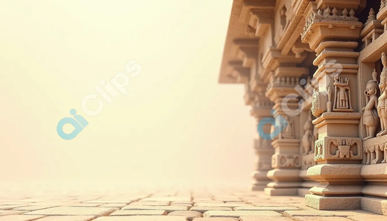 Ancient Temple Pillars with Ornate Carvings