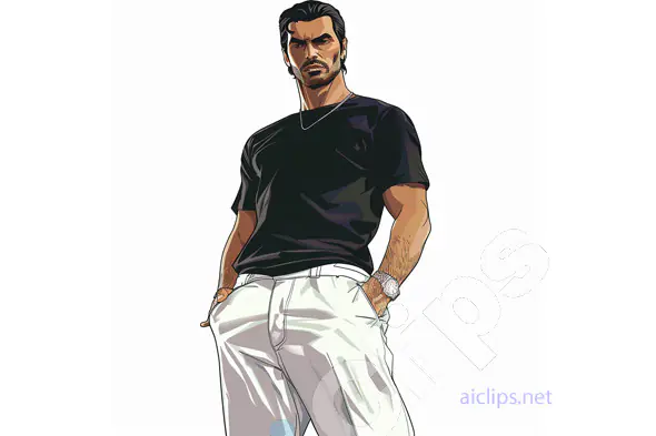 Confident Man in Black Shirt