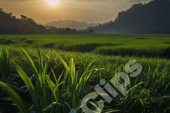 Serene Sunrise Over Lush Green Fields