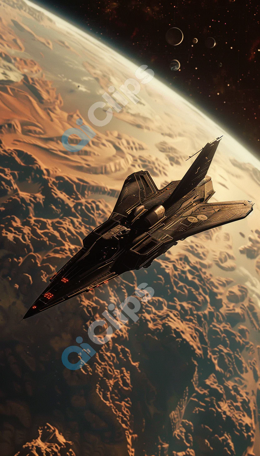 Spacecraft Over Alien Terrain