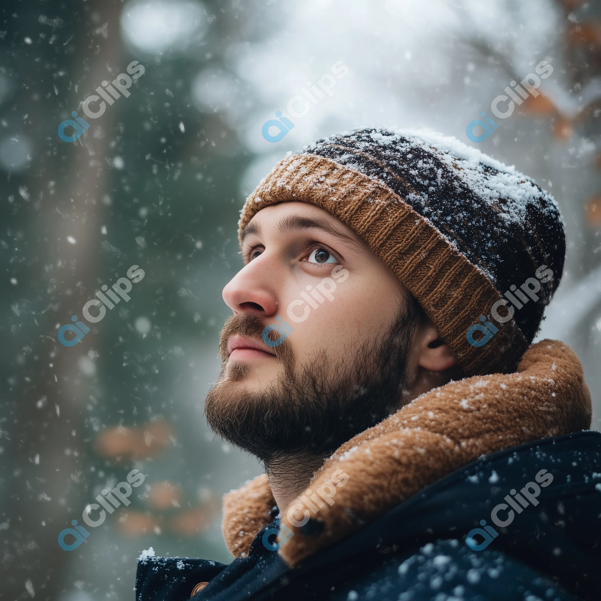 Thoughtful Man in Snow