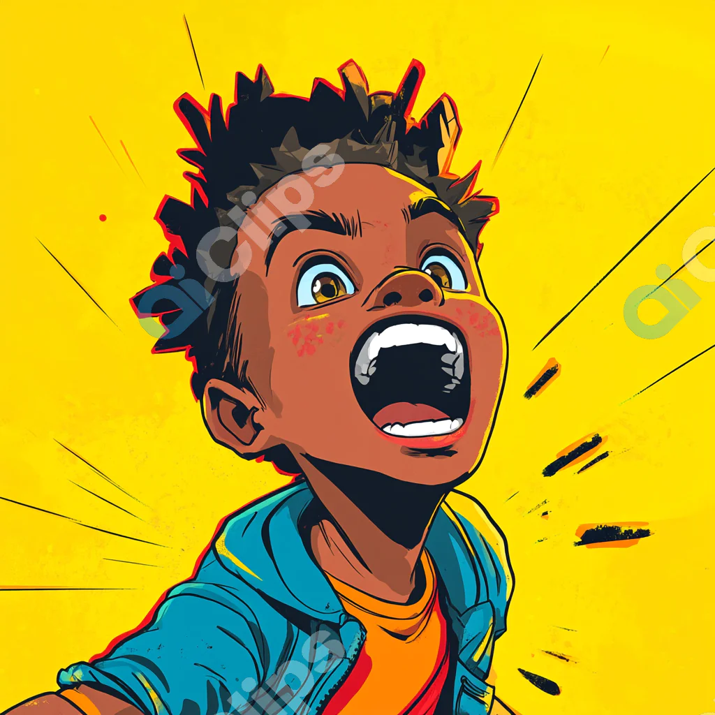 Shouting Cartoon Boy