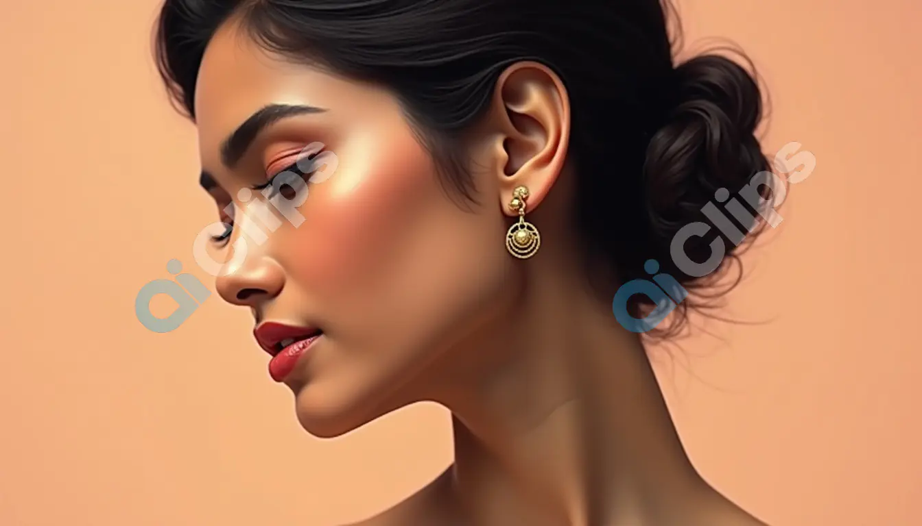 Side Profile Portrait of a Woman with Traditional Earrings