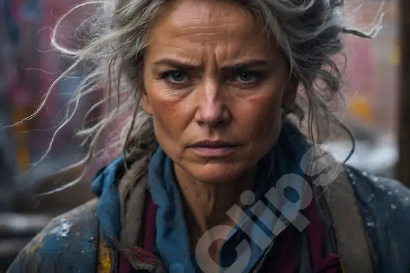 Intense Woman with Gray Hair