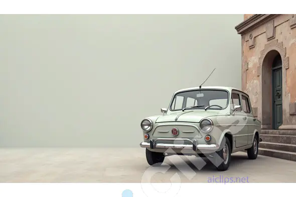 Vintage Car in Front of Classic Building