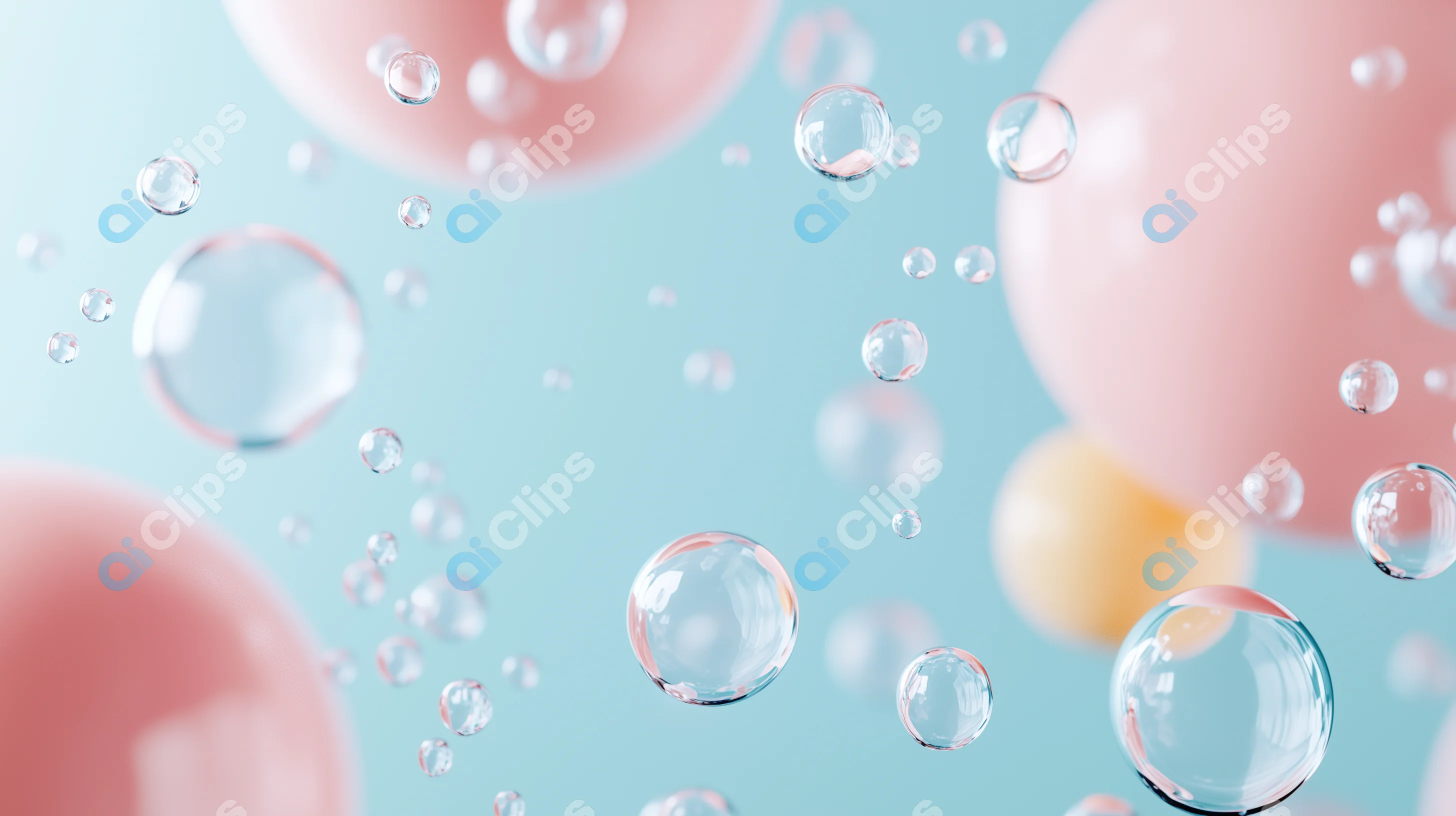 Floating Bubbles on Pastel Background