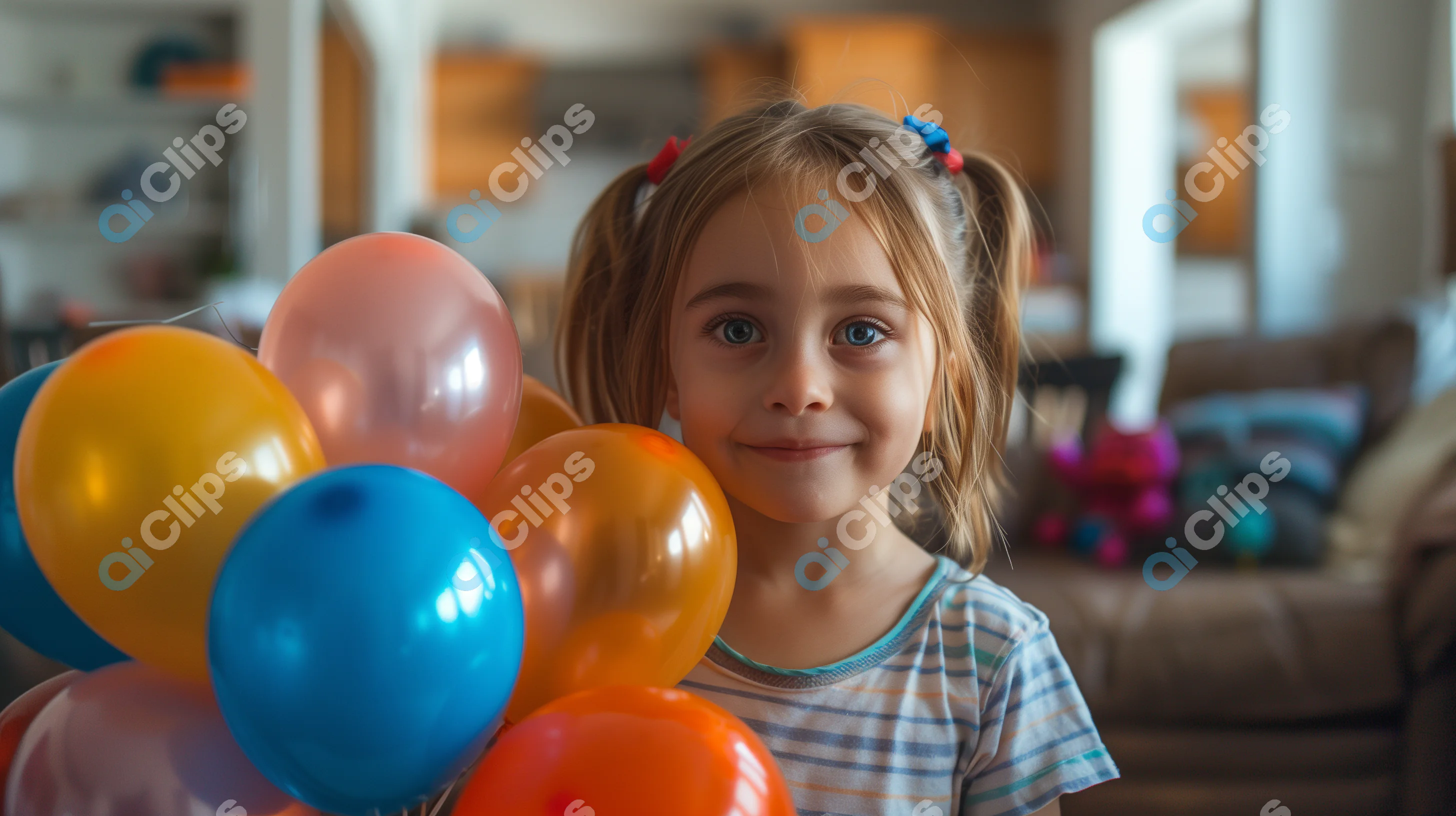 Smiling Girl with Balloons