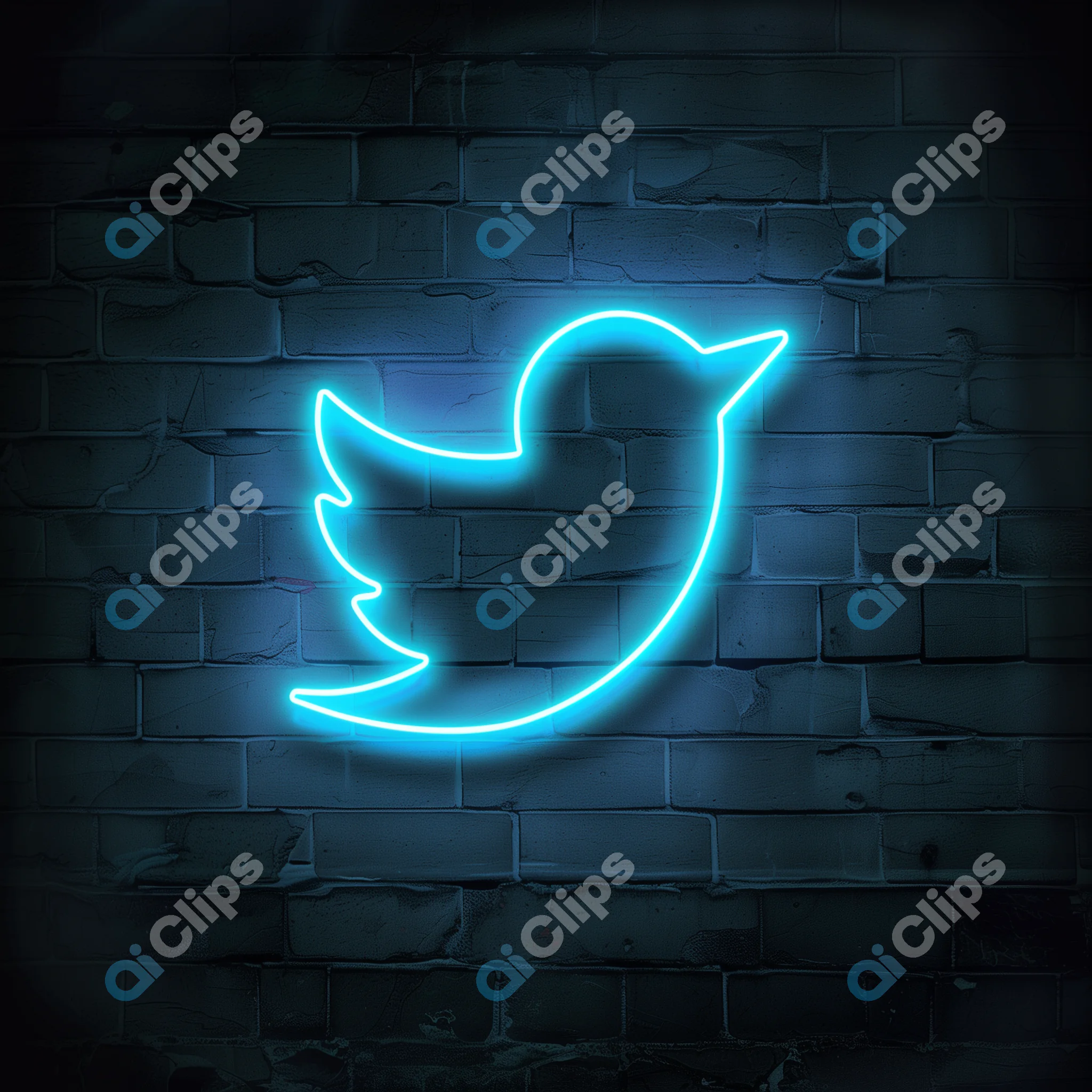 Neon Twitter Bird Logo