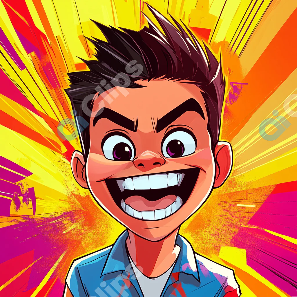 Excited Cartoon Boy