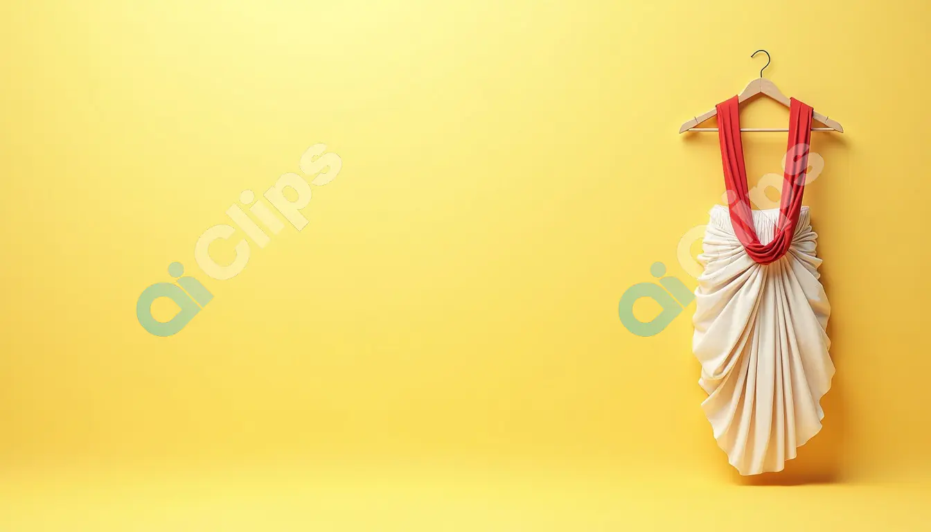 Traditional Dhoti Draped on Hanger with Yellow Background