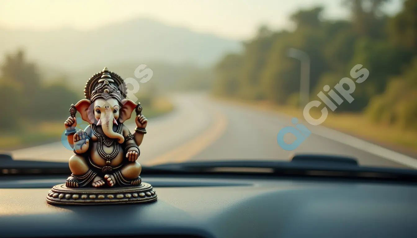 Lord Ganesha Idol on Car Dashboard