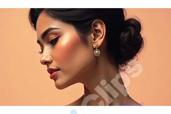 Side Profile Portrait of a Woman with Traditional Earrings