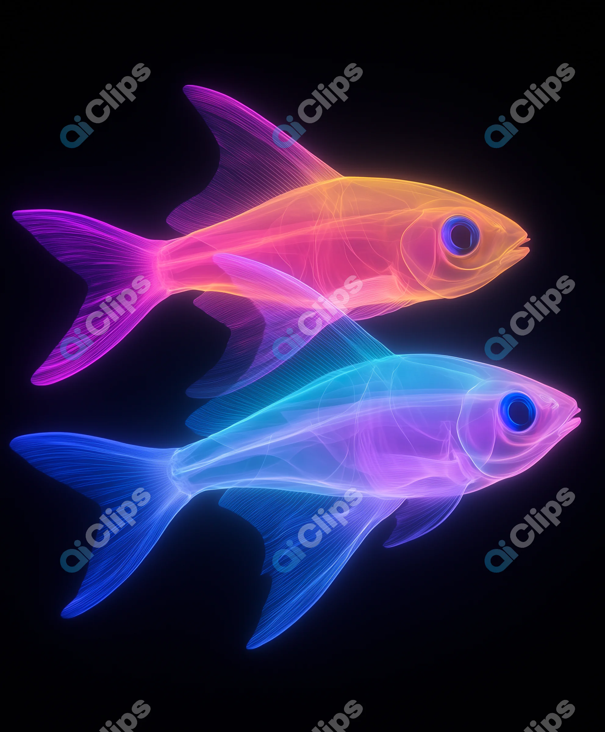 Neon Glow Fish in Abstract Design