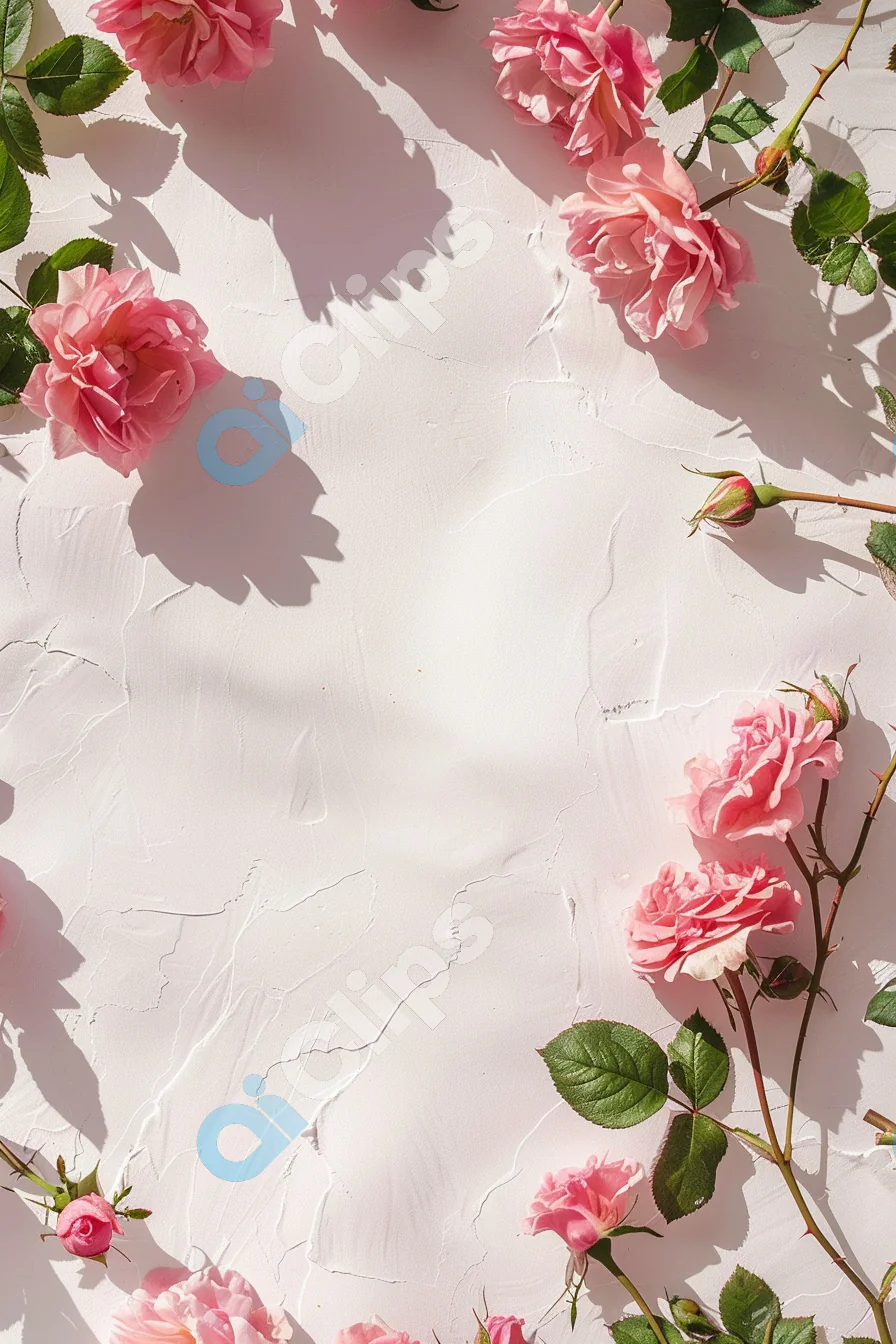 Pink Rose Floral Frame