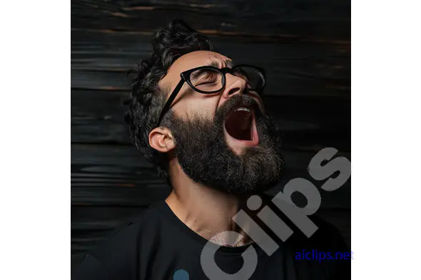 Bearded Man Yawning