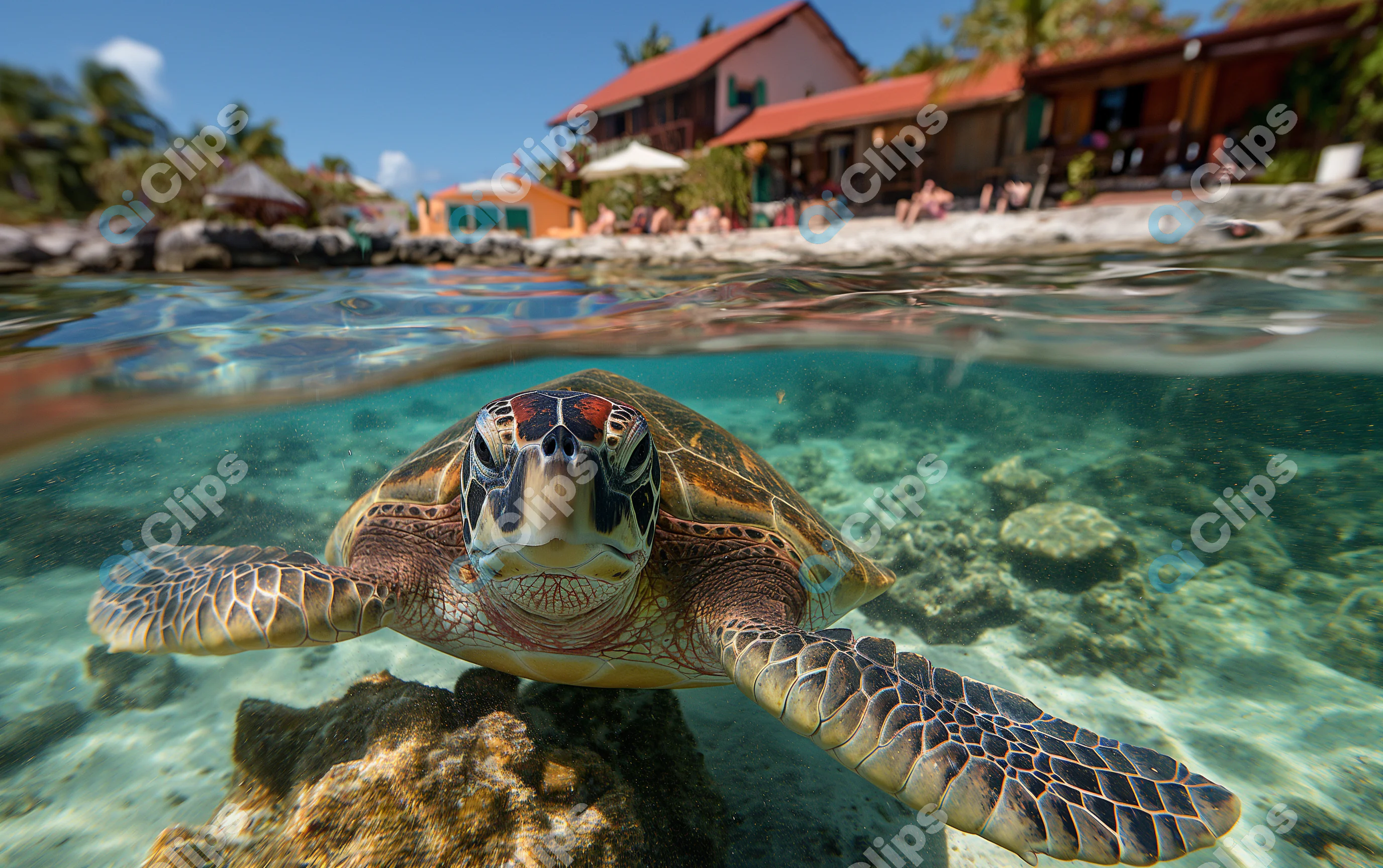 Sea Turtle Near Beachfront