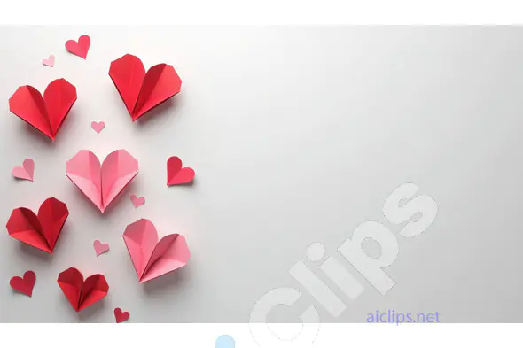 Origami Hearts on Minimalist Background