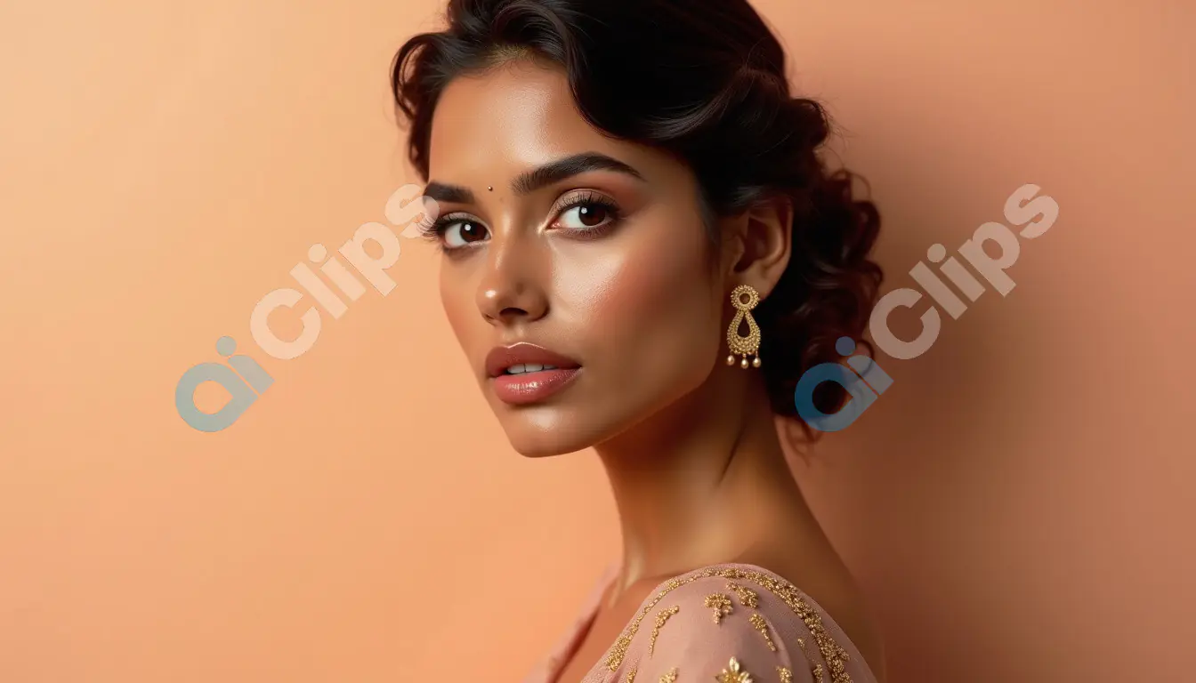 Elegant Portrait of a Woman with Traditional Earrings