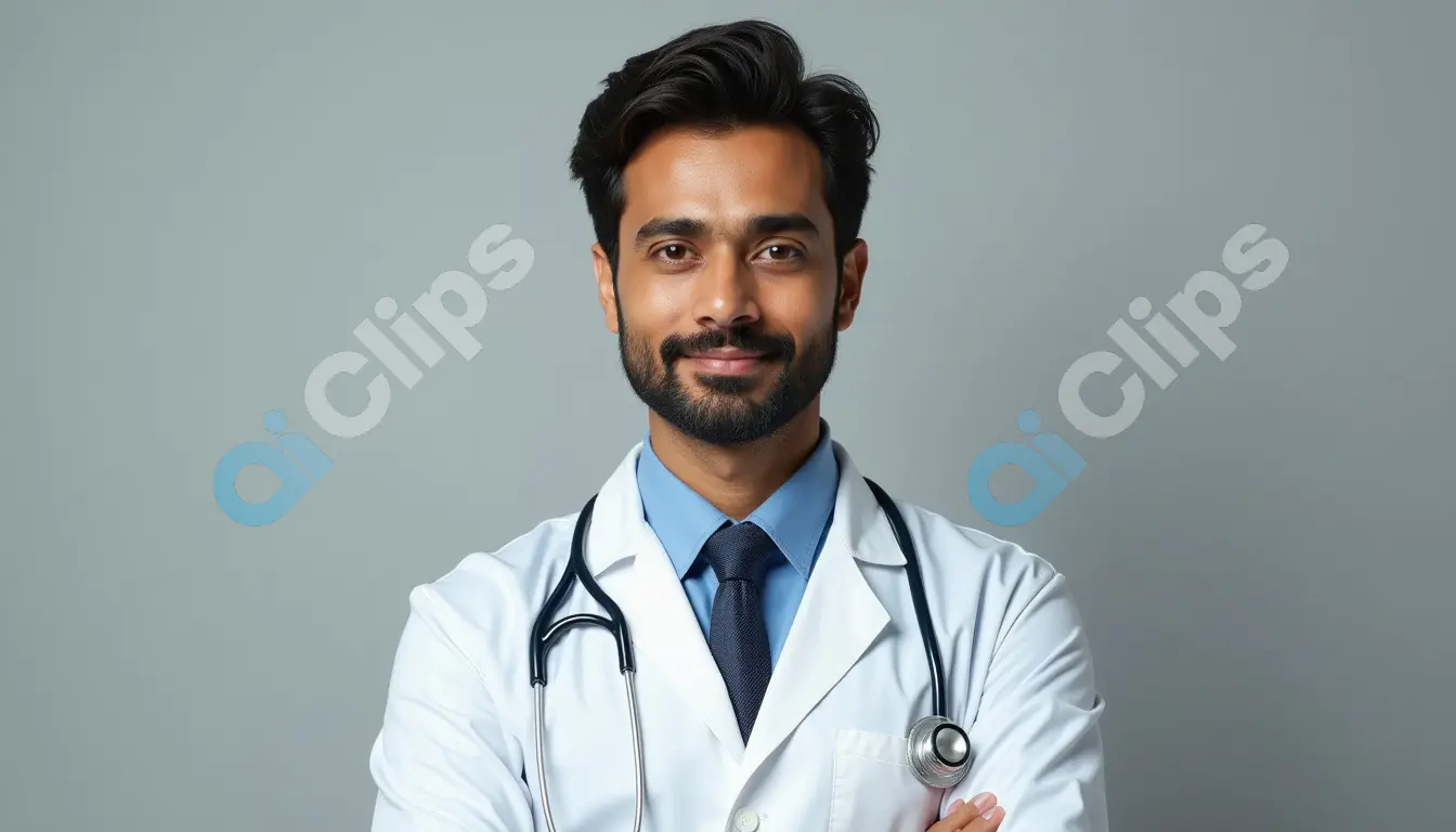 Confident Young Doctor in White Coat with Stethoscope