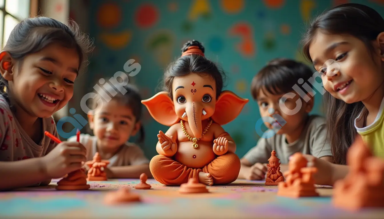 Ganesh Chaturthi Crafting with Kids - Cute Ganesha Figurine