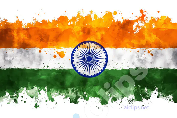 Indian Flag with Artistic Paint Splashes