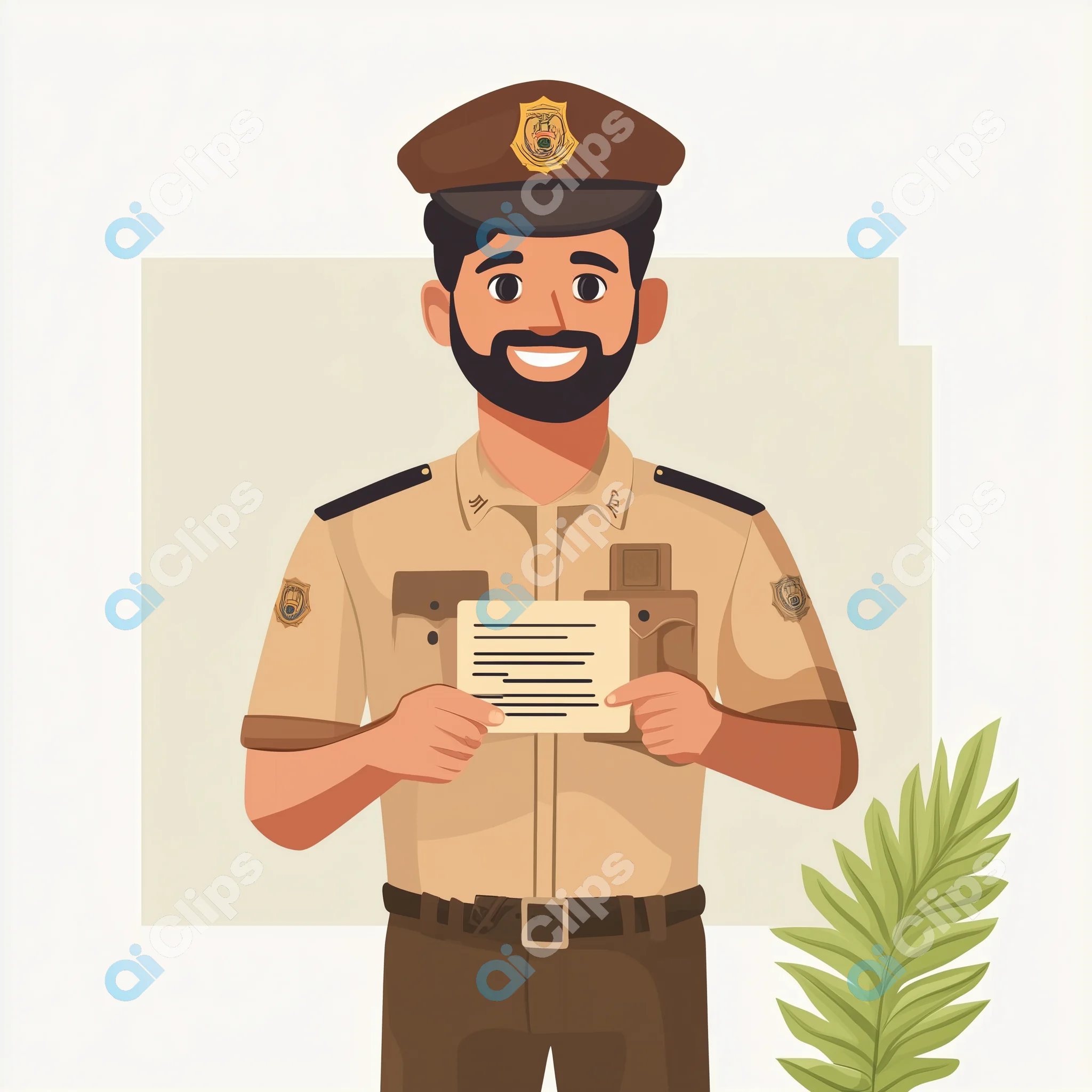 Smiling Police Officer Illustration