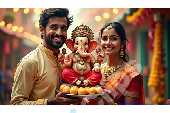 Ganesh Chaturthi Celebration with Traditional Offerings
