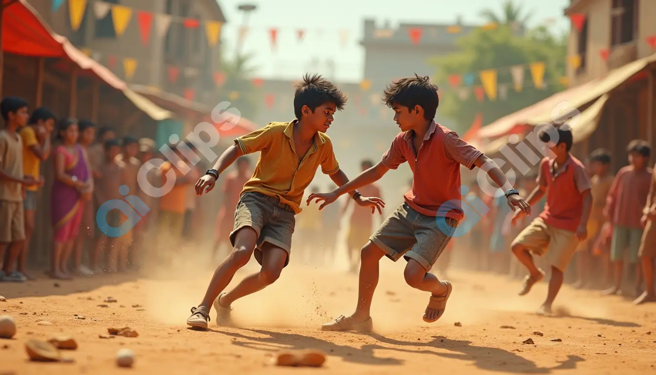 Intense Match in a Vibrant Indian Street