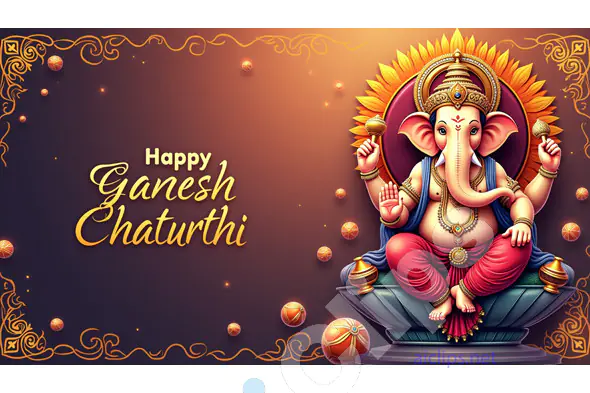 Elegant Ganesh Chaturthi Greeting Card with Decorative Elements